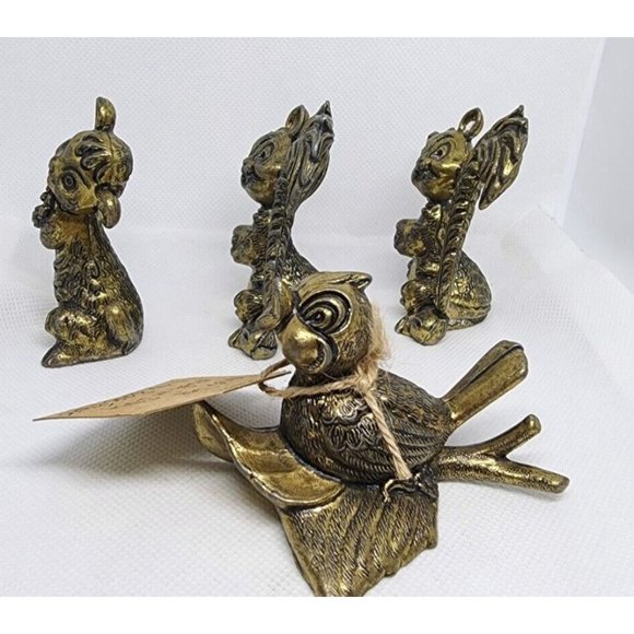 Rare 4 Mod Dep Made In Italy Brass Animals Home Decor Shelf Sitter Vintage Figur - Picture 2 of 12